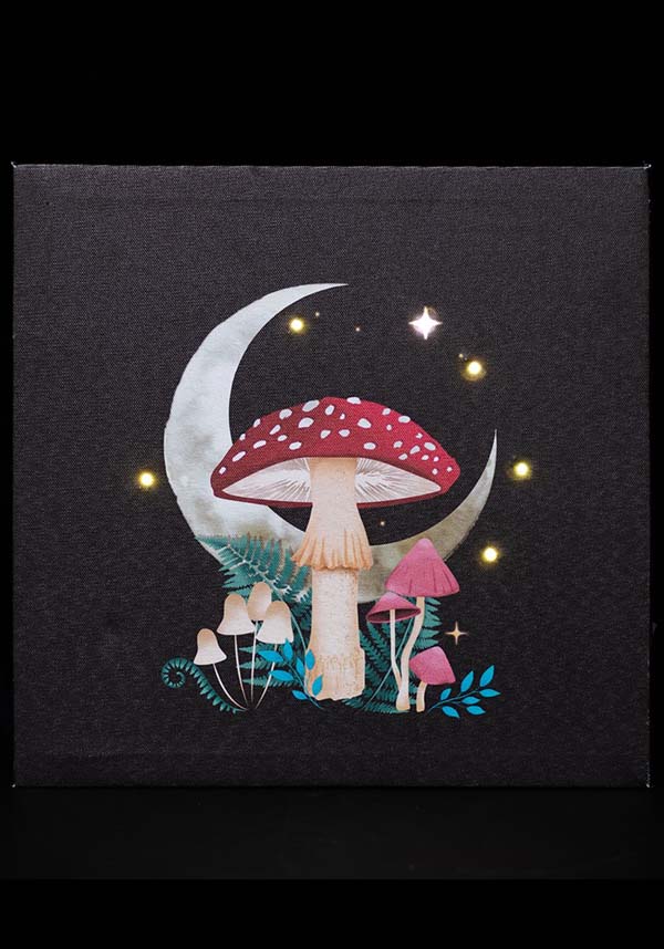 Enchanting Forest Mushroom LED Light-Up Canvas Plaque