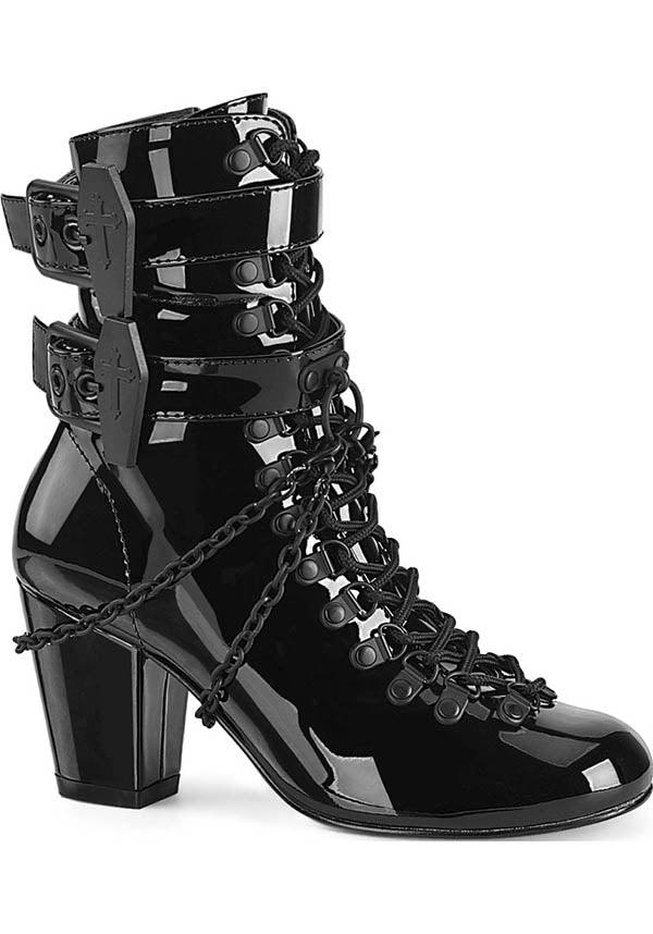 VIVIKA-128 Black Patent Leather Pre-ordered Ankle Boots