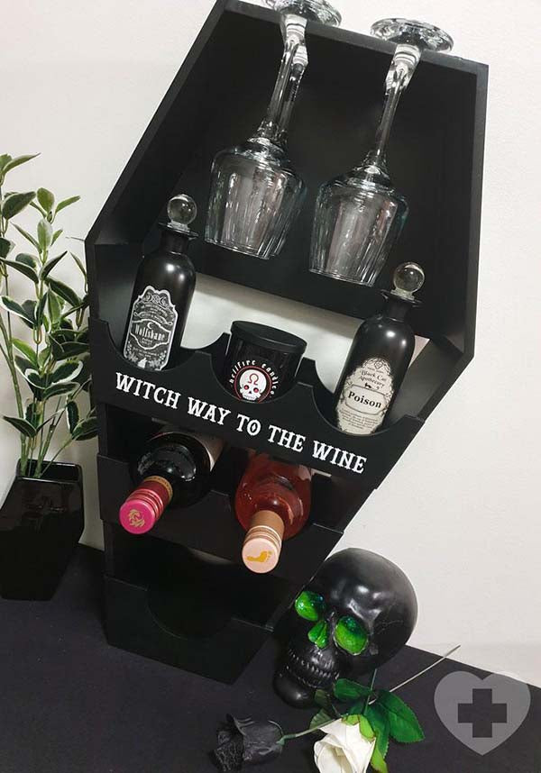 Gothic Coffin-Style Wine Shelf for Kitchen or Bar