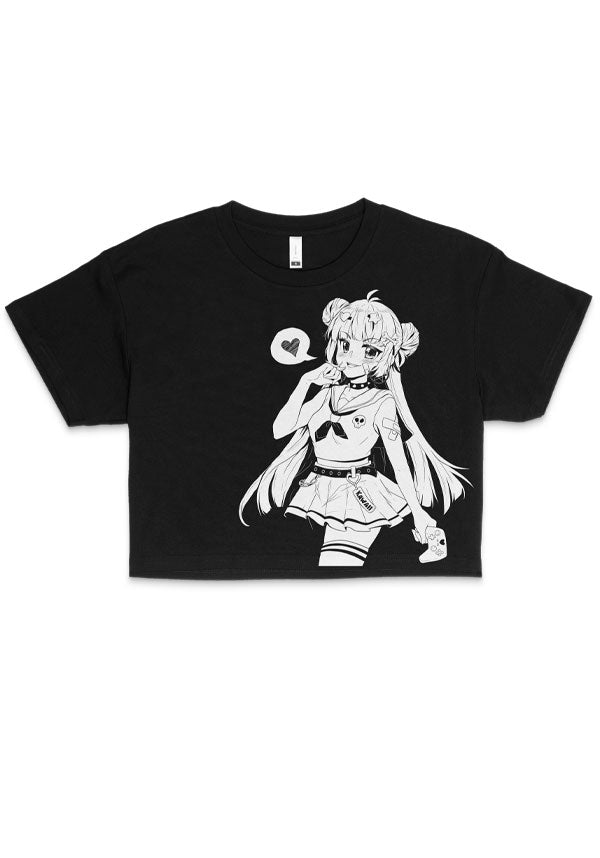Adorable Anime and Goth-Inspired Usagi Crop T-Shirt for a Stand-Out Look