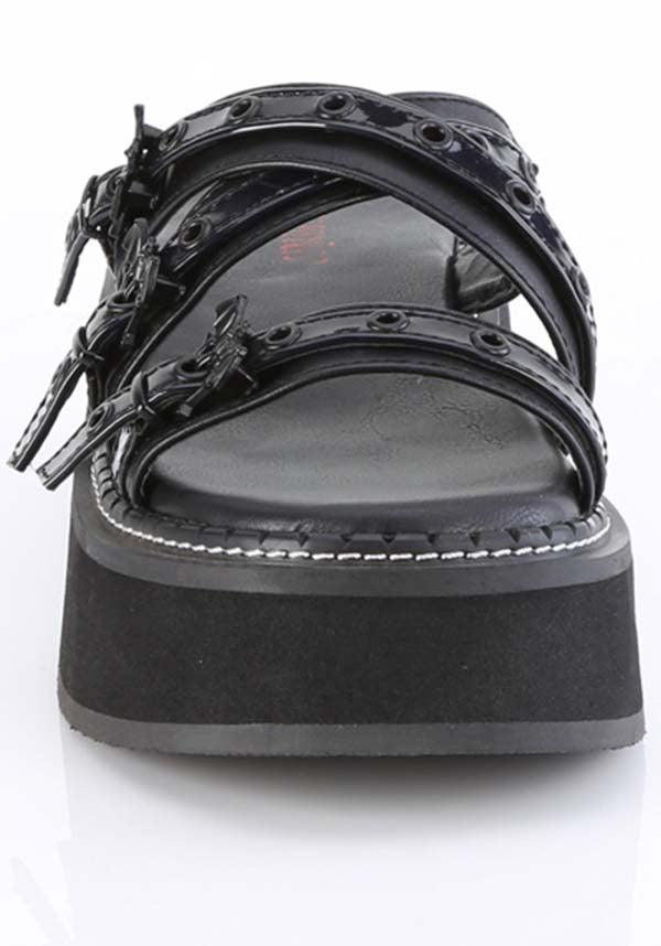 EMILY-07 Black Strappy Flats - Preorder Now