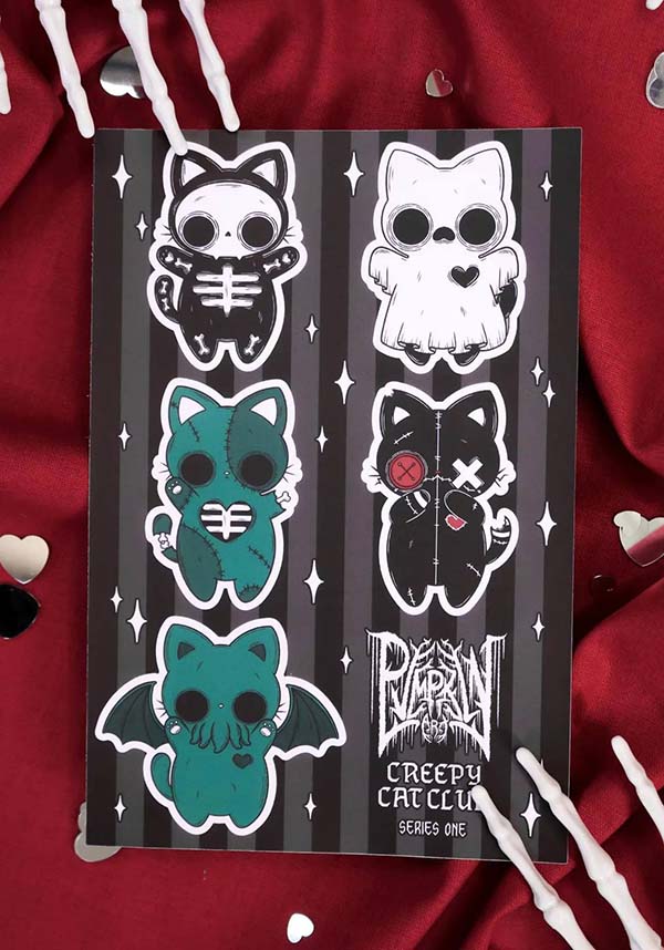 Series One Creepy Cat Club Waterproof Sticker Sheet