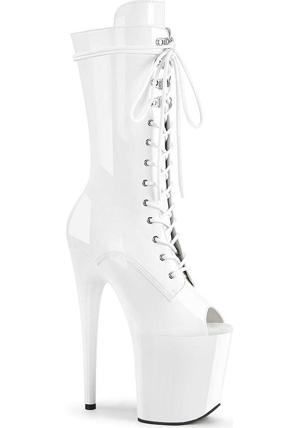 PREORDER! Flamingo-1051 Patent White Platform Ankle Boots