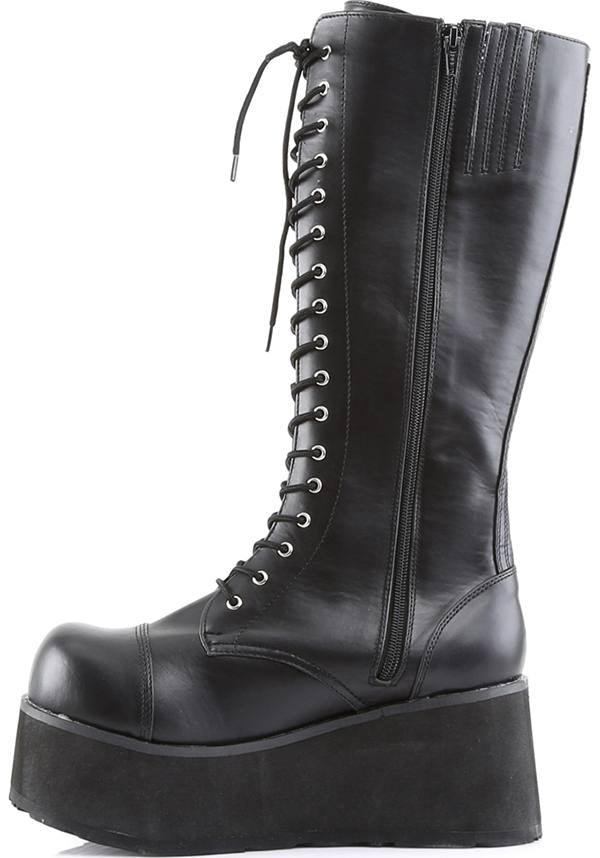 Black Demonia Trashville-502 Knee High Boots [Preorder]