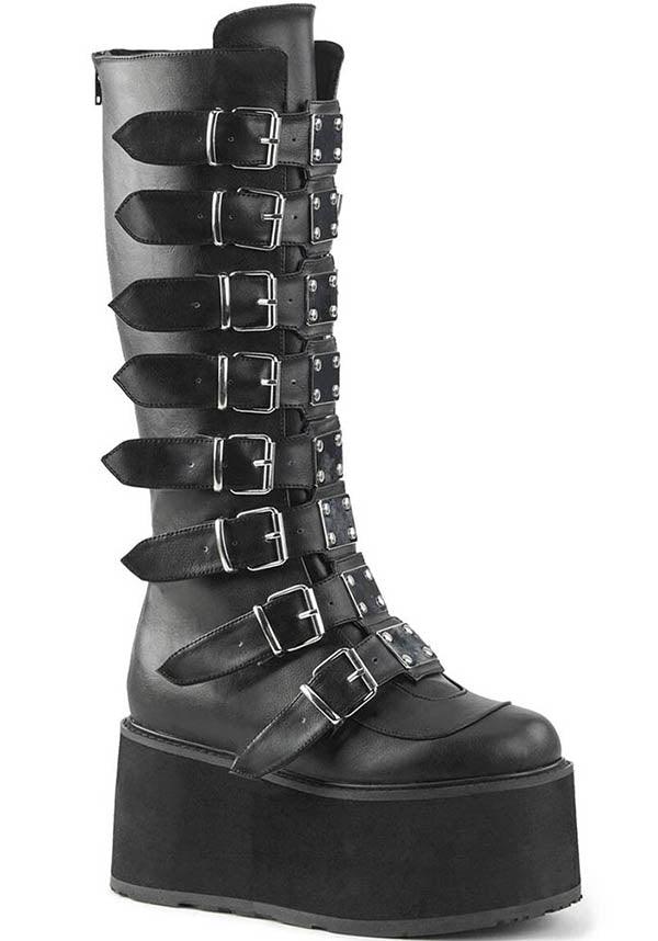 DAMNED-318 Black Platform Knee High Boots [Preorder]