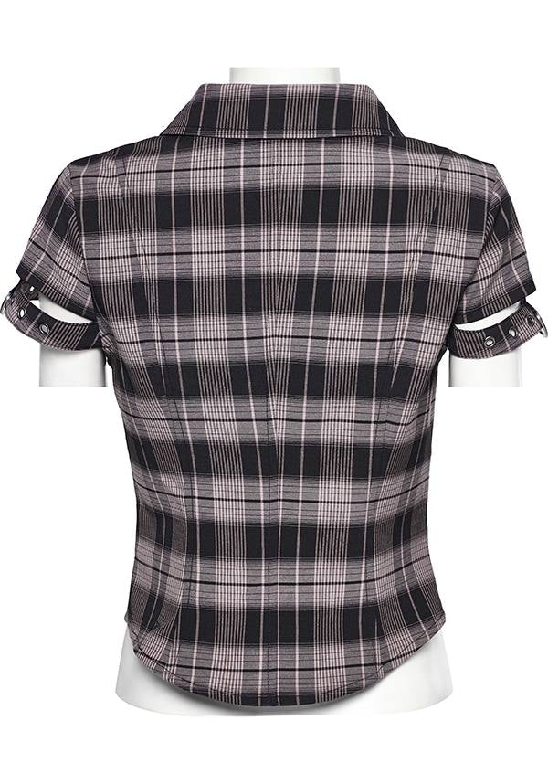 Baby Pink and Black Uriah Tartan Women's Shirt - A Blend of Classic and Feminine Style