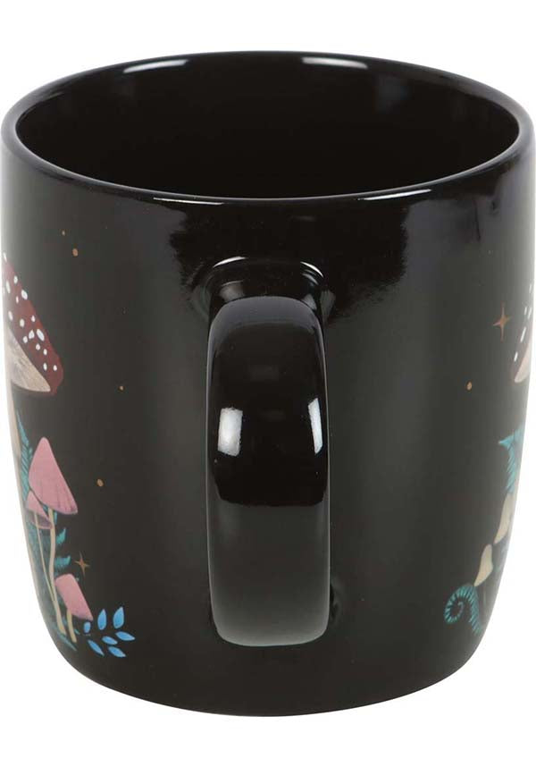 Enchanted Dark Forest Mushroom Ceramic Coffee Mug with Star Design