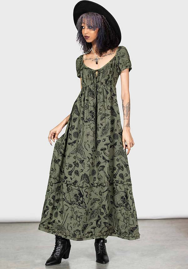 Forestine Women's Maxi Dress with Cottage Core Pattern