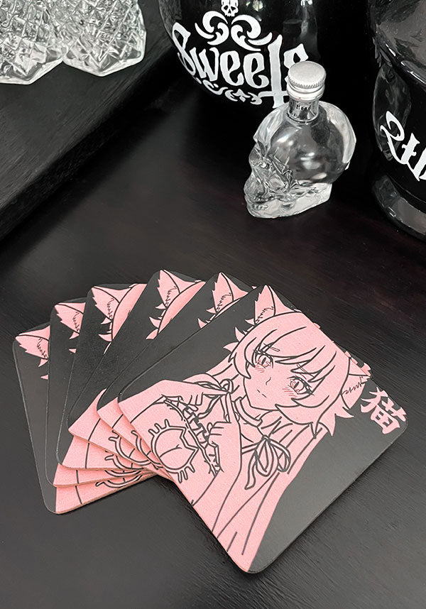 Pastel Pixie's Adorable UwU Girl Themed Coasters for Home Decoration