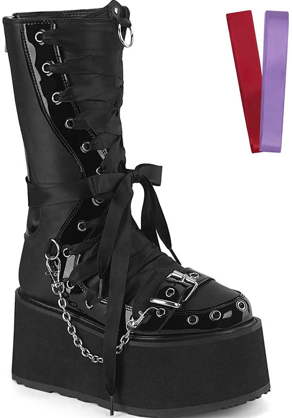 DAMNED-120 Platform Boots in Black/Patent Finish - Pre-Order Available