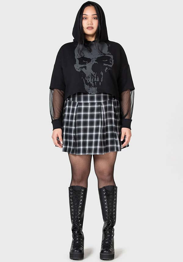 Chilled Bone Crop Hoodie with Soft Cotton and Custom Skull Print