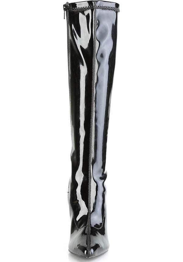 PREORDER! CLASSIQUE-2000 Black Patent High Heel Stretch Knee Boots