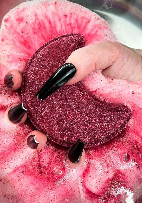 Blood Red Crescent Moon Bath Bomb - A Spooky and Delightful Bathing Treat