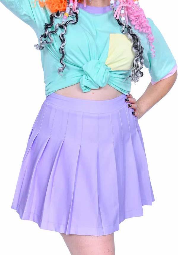 My Violet's Lavender Elastic-Waist Pleated Skirt with Built-in Shorts