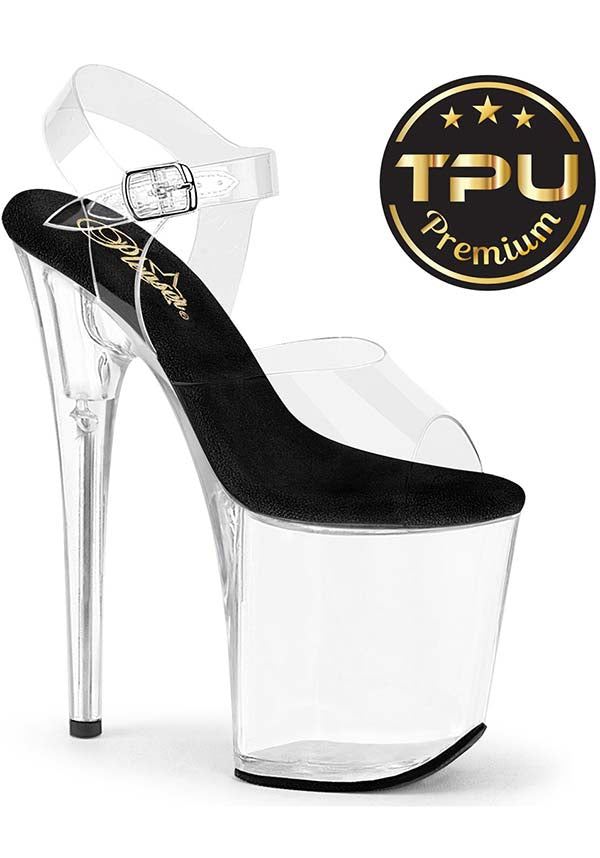PREORDER FLAMINGO-808PREM Clear Platform Heel Ankle Strap Sandals
