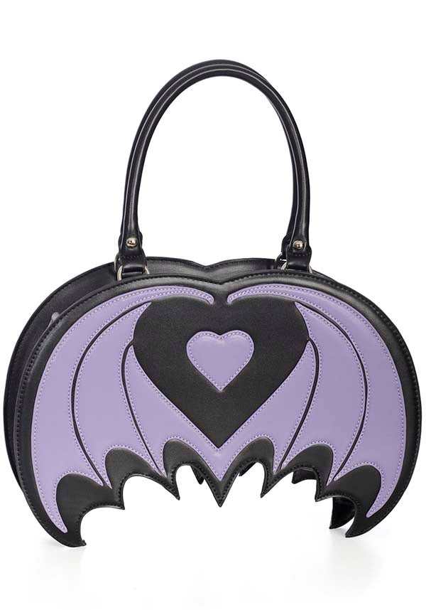 Lilac Cosmo Bat Faux Leather Handbag - Super Cute and Spooky