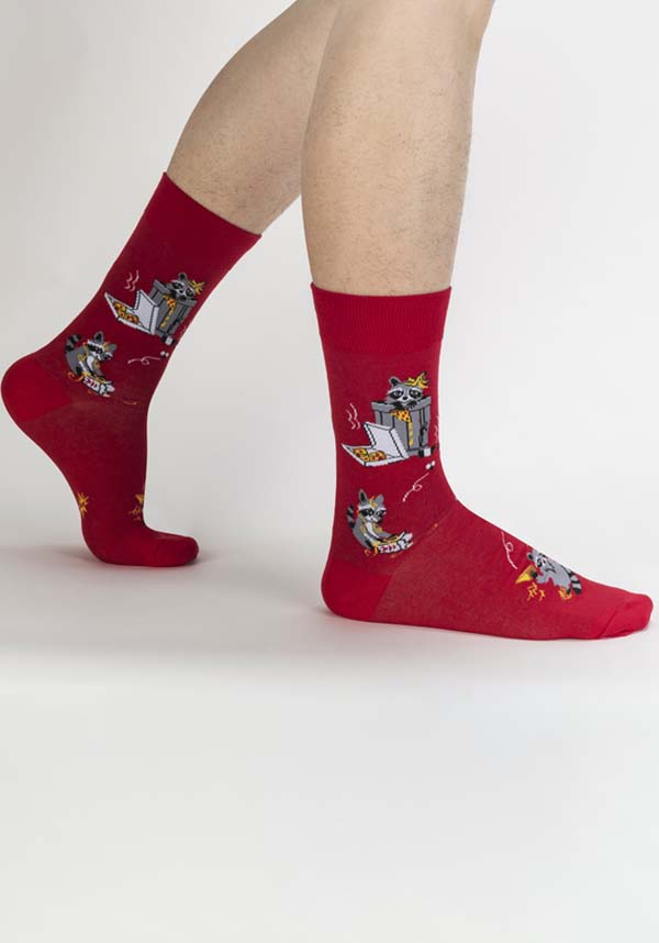 Fun - themed Crew Socks Featuring Mischievous Raccoons (Trash Pandas)