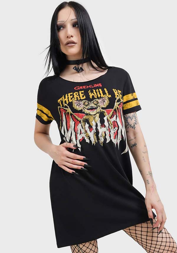 Licensed Gremlins Soft Stretch Cotton T-Shirt Dress - Trouble Maker Style