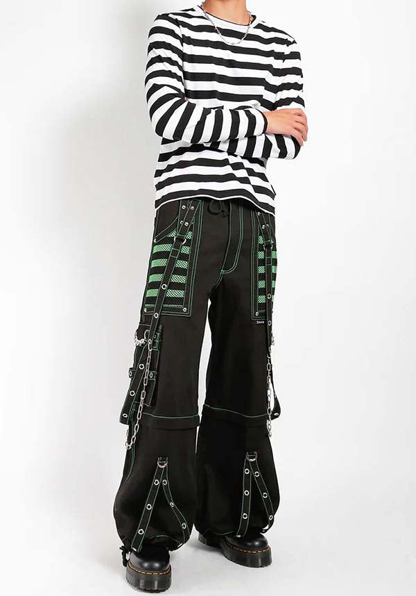 Stylish Electro Pants in Black and Green for All - Year Fashion