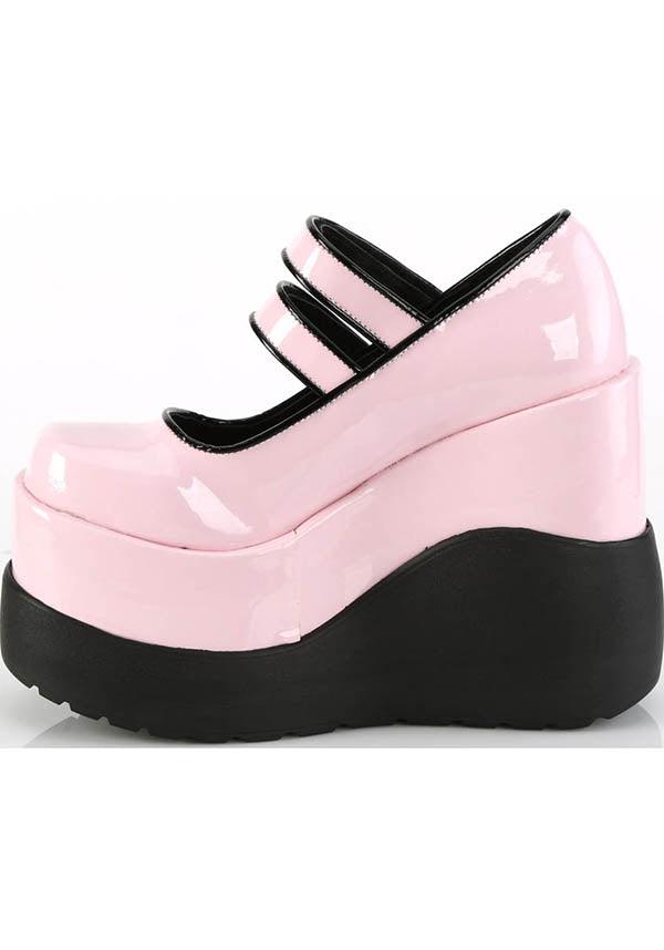 Preorder Demonia Void-37 Platform Mary Jane Shoes in Baby Pink Color