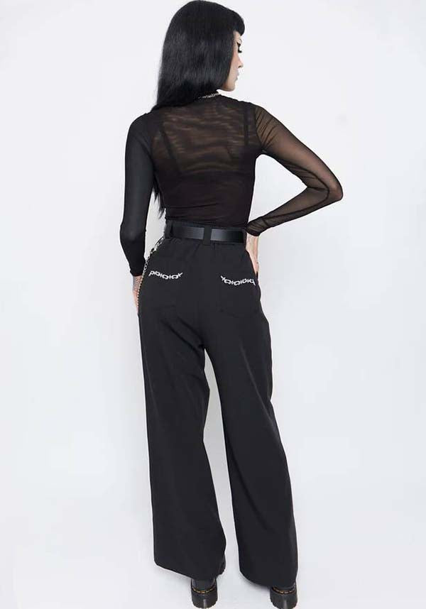 Mary Wyatt O-Ring Unchained High-Waisted Wide Leg Trousers