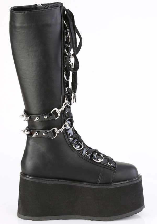DAMNED-220 Black Platform Knee-High Boots - Preorder