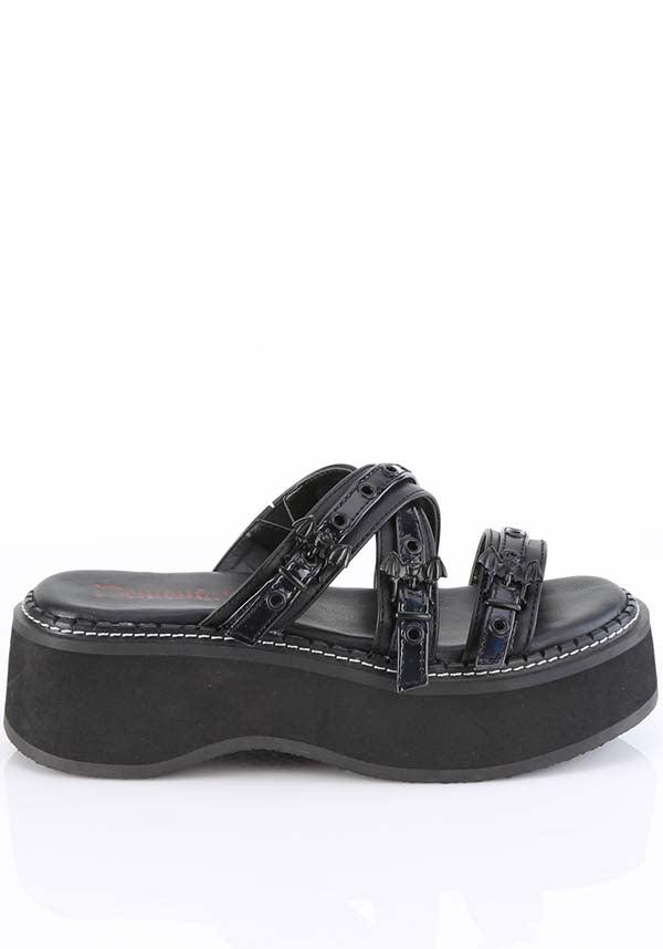 EMILY-07 Black Strappy Flats - Preorder Now
