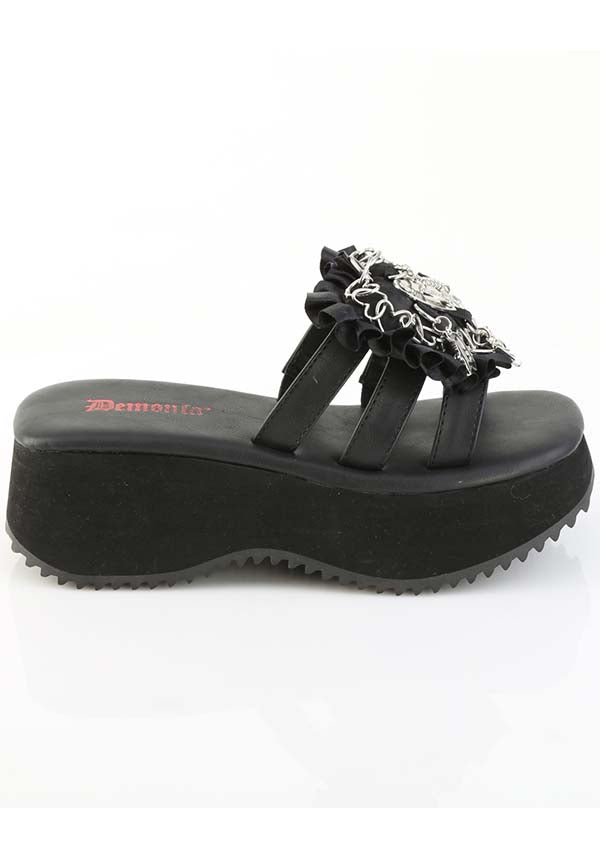 Pre-order Demonia FLIP-16 Black Three-Banded Slide Sandals