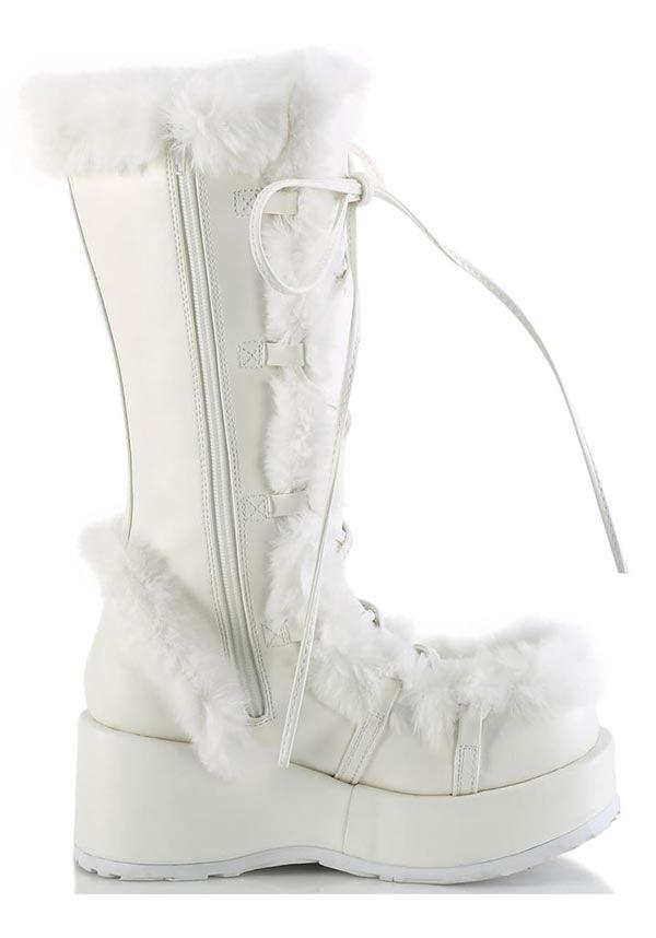 CUBBY-311 Platform Boots in White Vegan Leather - Pre-Order Available