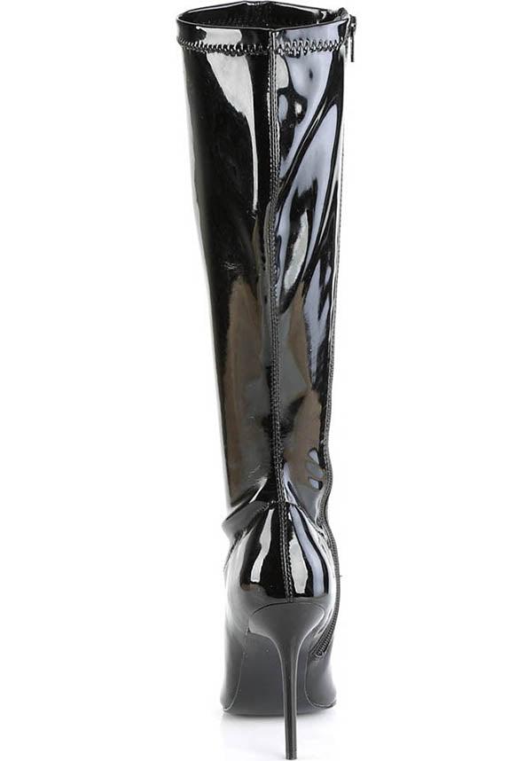 PREORDER! CLASSIQUE-2000 Black Patent High Heel Stretch Knee Boots