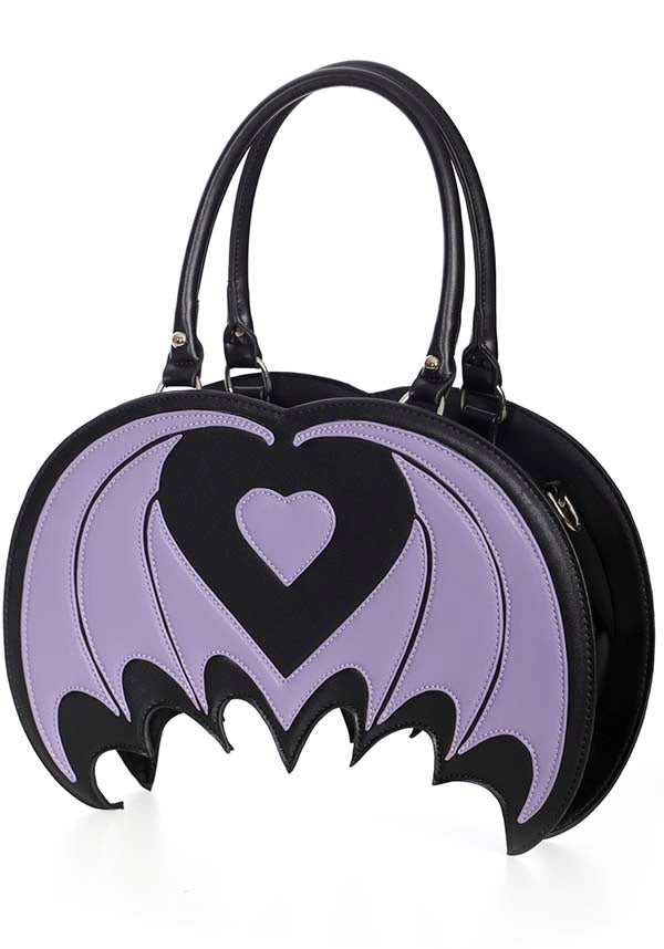 Lilac Cosmo Bat Faux Leather Handbag - Super Cute and Spooky