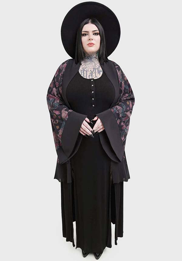 Corax Print Kimono with Smooth Fabric and Relaxed Fit