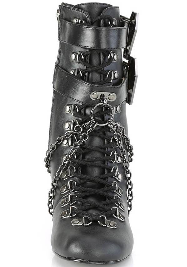 VIVIKA-128 Matte Black Ankle Boots - Demonia Alternative Footwear [In Stock]
