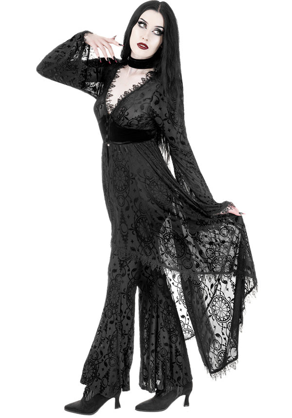 Restyle's Enchanting Dark Angel Burnout Stretch Velour Duster