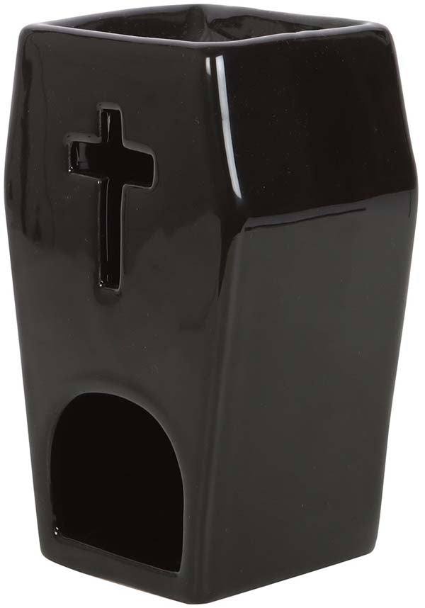 Ceramic Coffin-Shaped Oil Burner for Gothic Home Decor