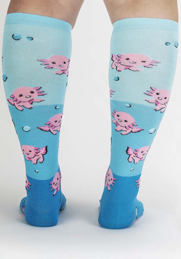 Dancing Axolotl Themed Knee High Socks for Both Men and Women