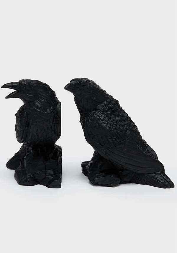 Matte Finish Resin Corvus Bookends - Set of Two