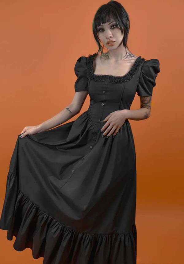 Lively Ghosts' Gothic Charm Chateau De Shadows Dress
