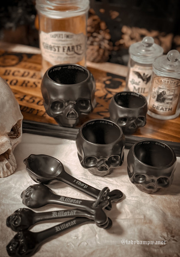 Black Matte Stoneware Measuring Cups Set of 4 by Killstar