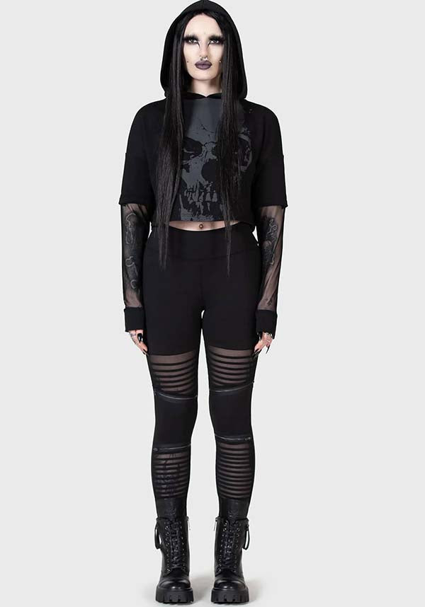 Chilled Bone Crop Hoodie with Soft Cotton and Custom Skull Print