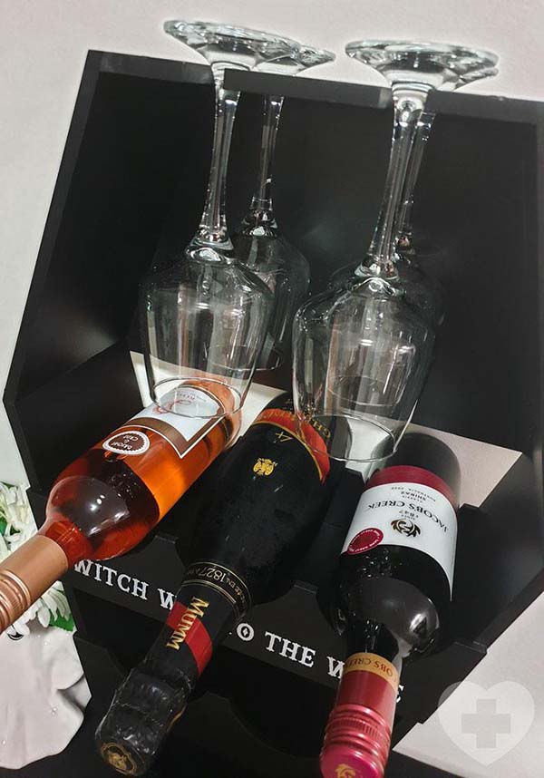 Gothic Coffin-Style Wine Shelf for Kitchen or Bar