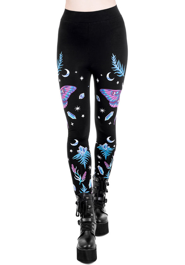 Enchanted Forest Themed Women's Faulty Leggings with Print Peeling and Cracking