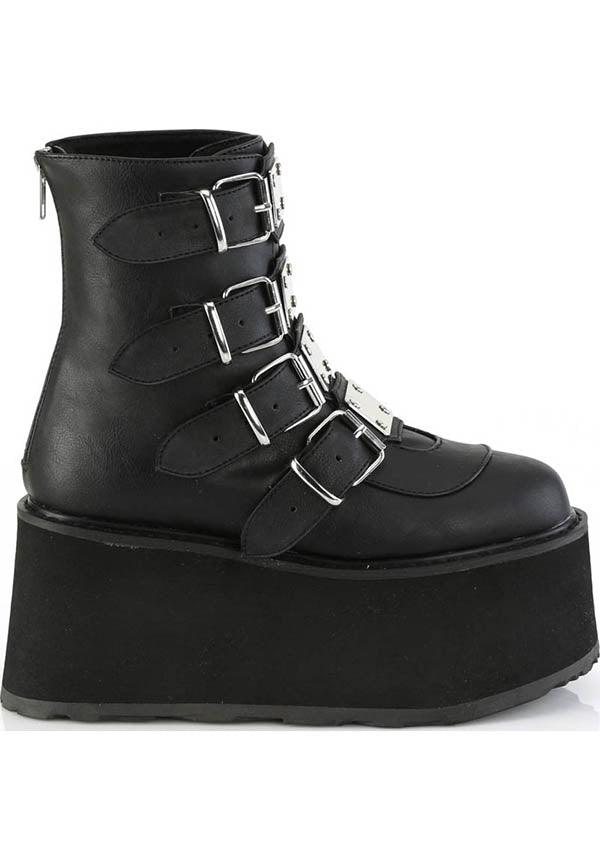 DAMNED-105 Black Platform Ankle Boots - In Stock