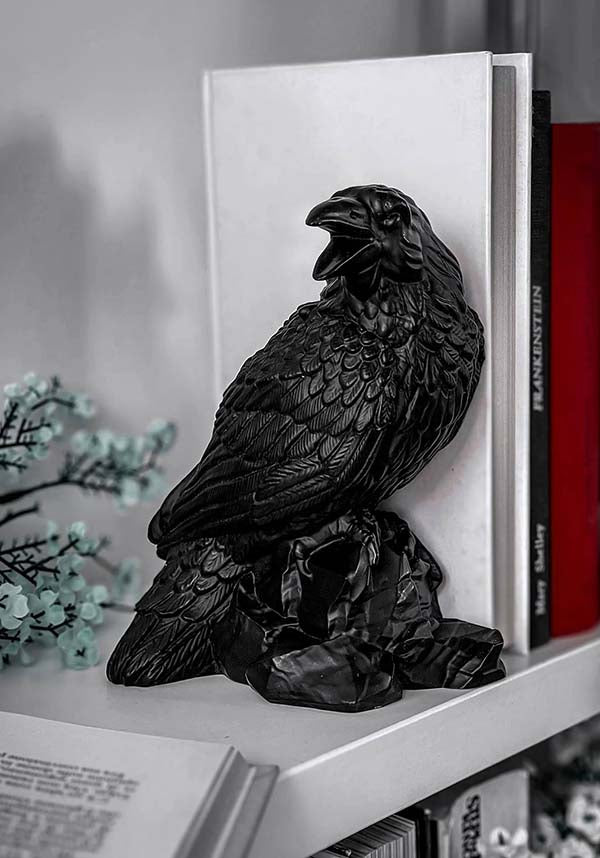 Matte Finish Resin Corvus Bookends - Set of Two