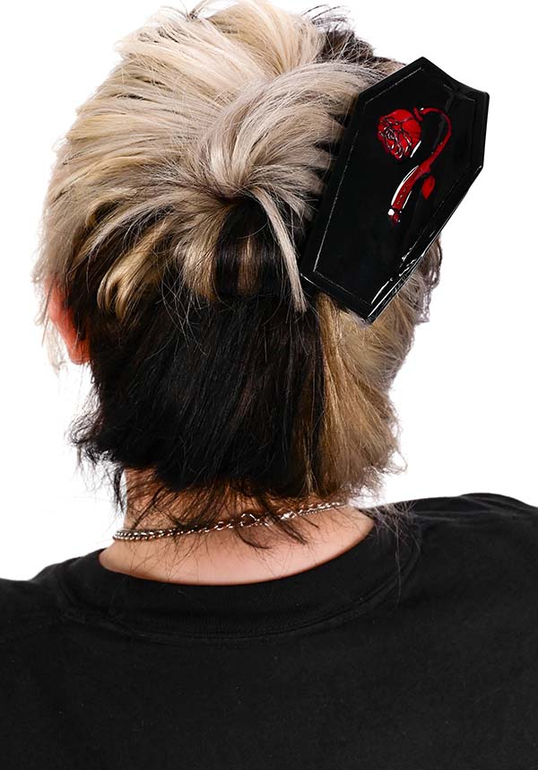 Foxblood Edgy Black Coffin - Shaped Acetate Acrylic Claw Clip