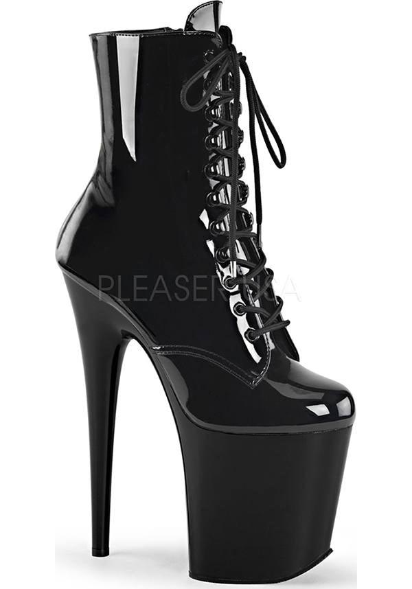 Flamingo-1020 Patent Black Platform Ankle Boots for Pre - order