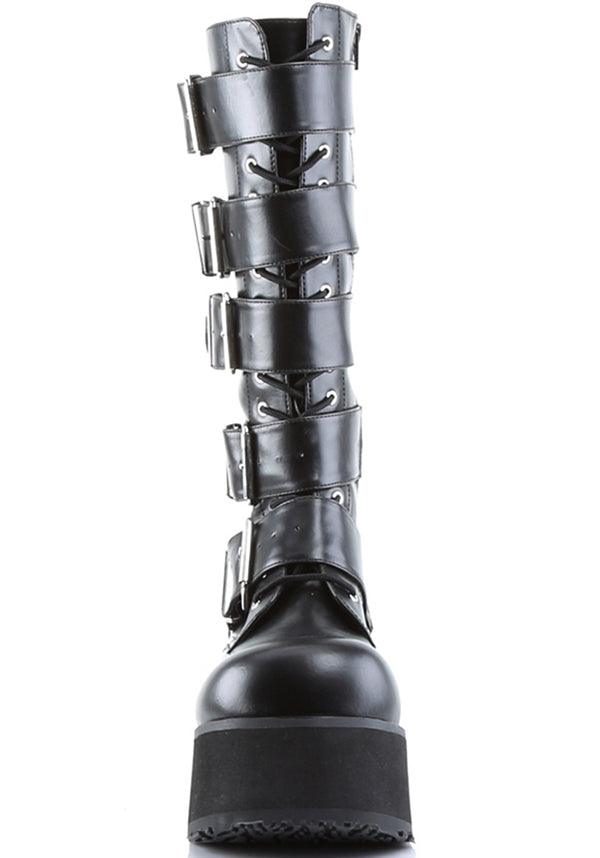 Black TRASHVILLE-518 Platform Lace-Up Knee High Boots - Preorder