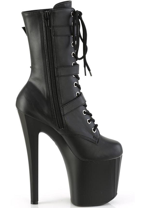 PREORDER! ENCHANT-1043 Black Faux Platform Heel Ankle Boots