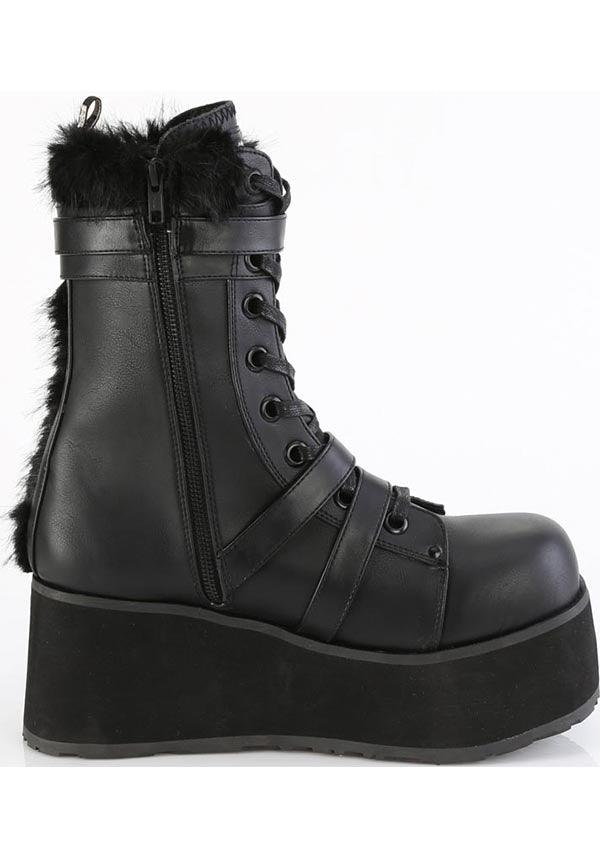 Black TRASHVILLE-218 Lace-Up Mid-Calf Boots - Preorder