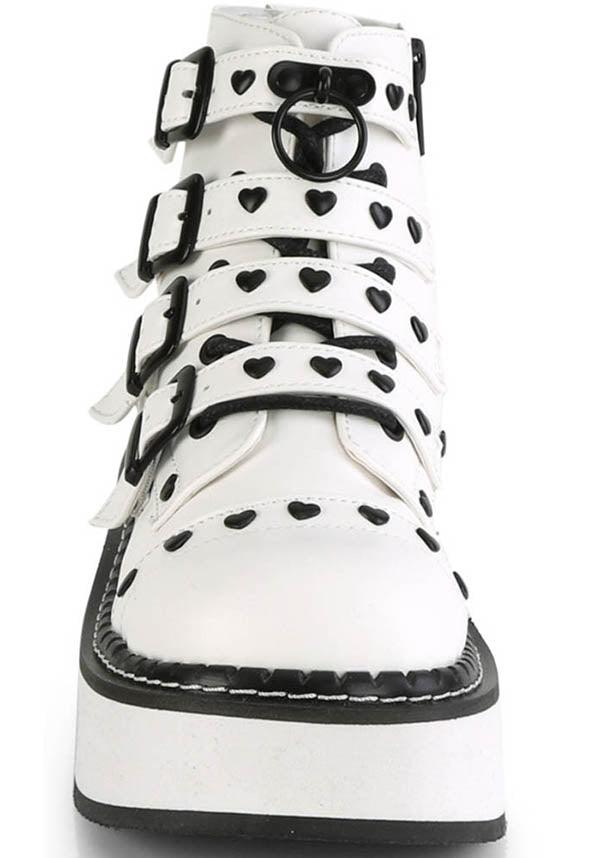Pre - order Emily - 315 White Platform Lace - Up Ankle Boots